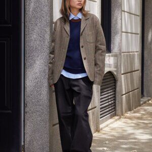 Ines de la Fressange x UNIQLO Wool Blazer, Size S, Herringbone Tweed